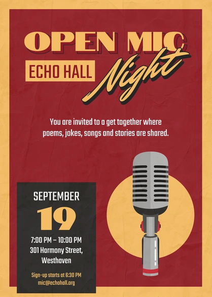 Open mic event invitation