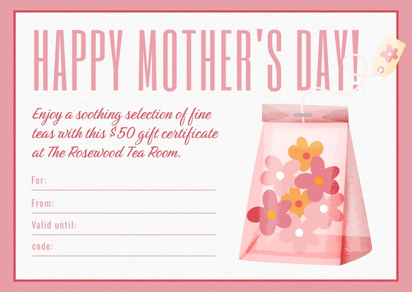 Gift Certificate for Mother's Day