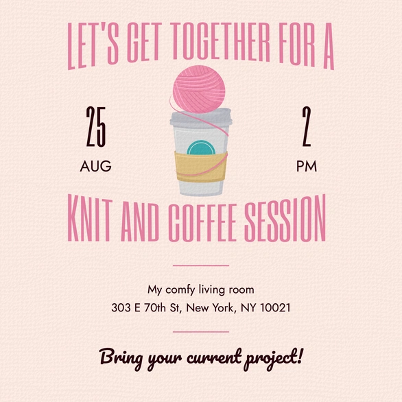 Social gathering for knitting enthusiasts
