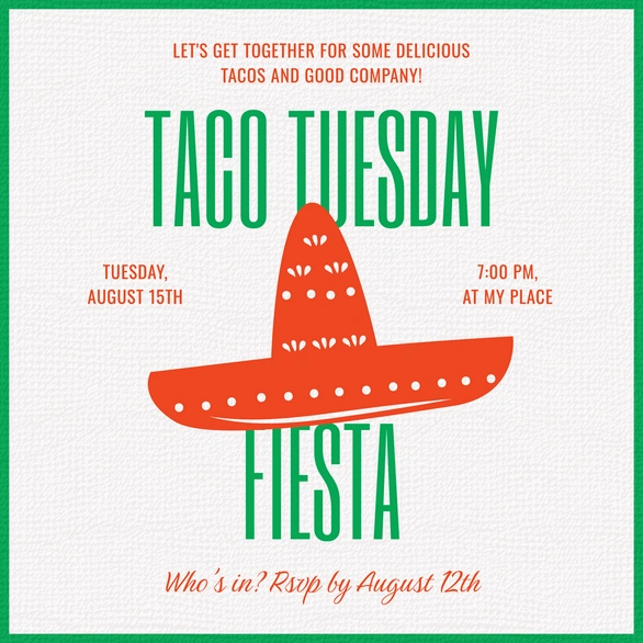 Invitation to a taco-themed event