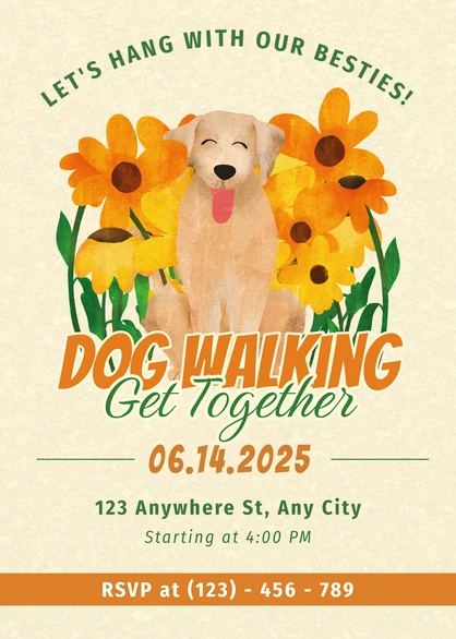 Social event invitation for dog walking
