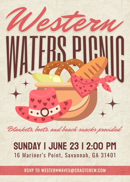Western-themed picnic event invitation