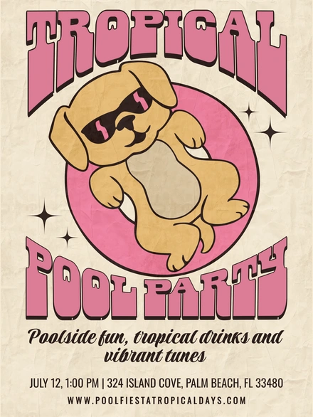 Poolside event advertisement