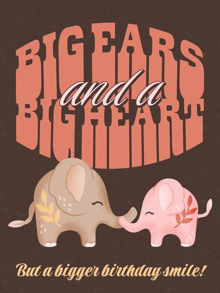 Birthday Card with Elephants