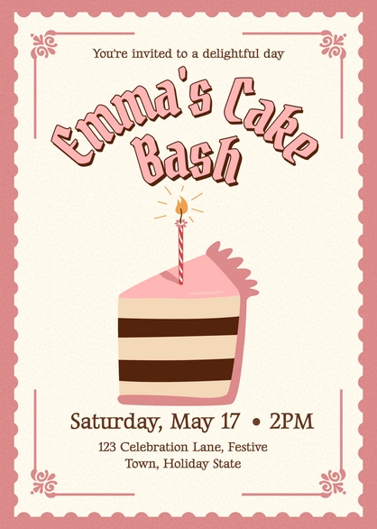 Invitation to a cake-themed party