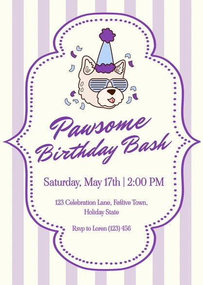 Dog-themed Birthday Invitation