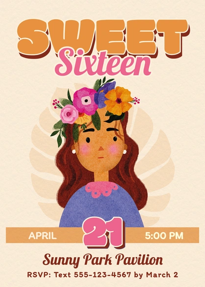 Birthday invitation for a Sweet Sixteen party