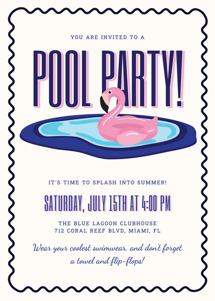Invitation to a pool party event