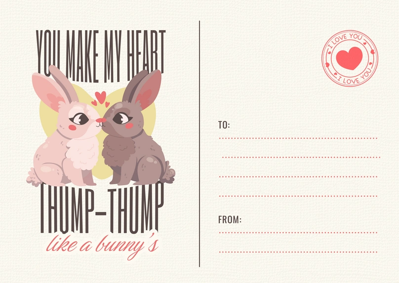 Valentine's Day Card with Bunnies