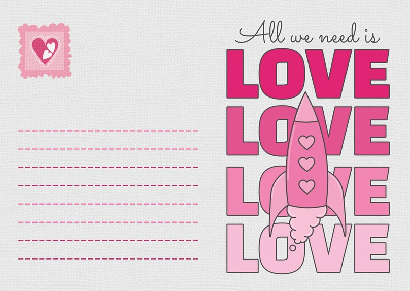Love-themed postcard