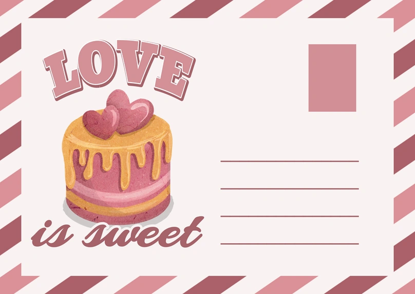 Love-themed postcard design