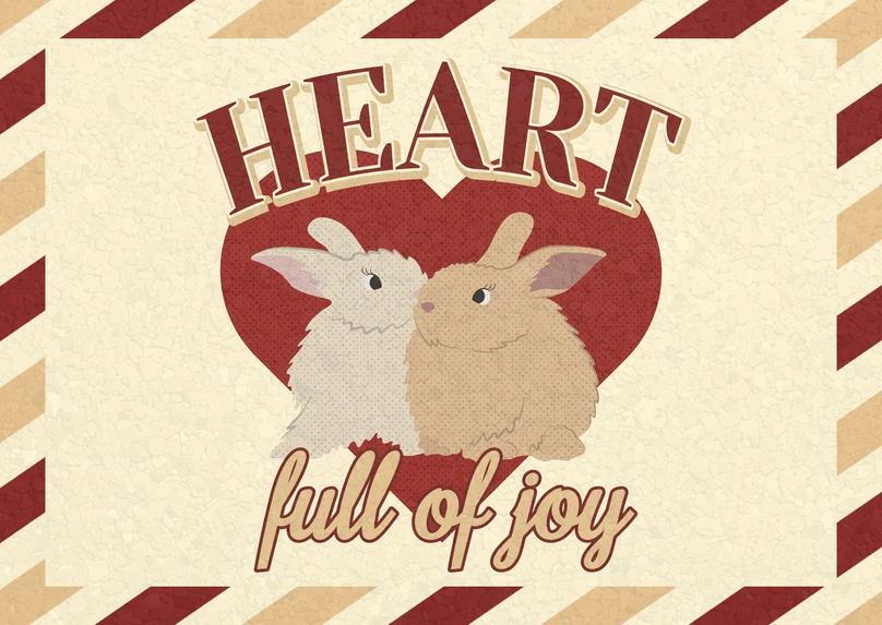 Rabbits with a heart background