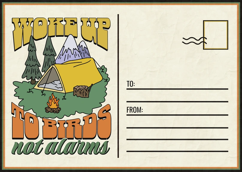 Camping postcard