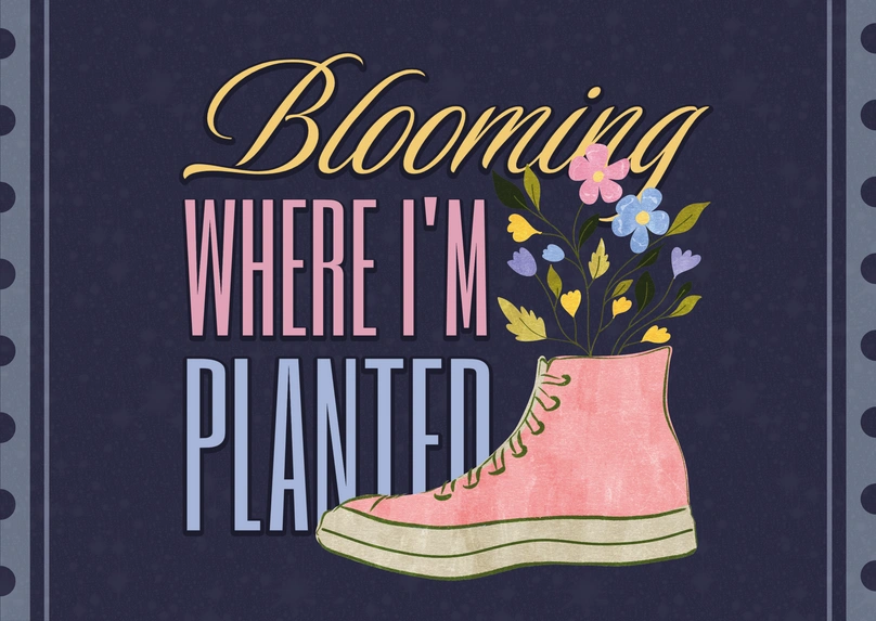 Floral illustration with motivational quote