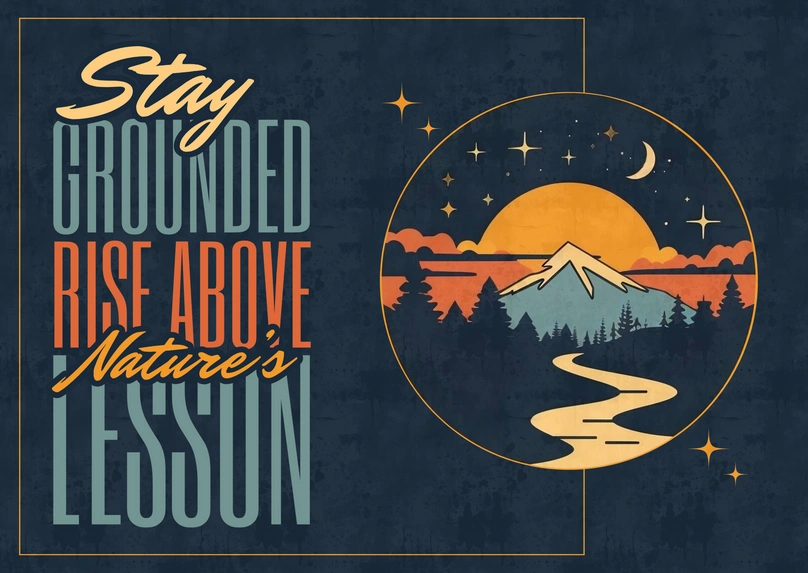 Motivational Quote with Nature Illustration