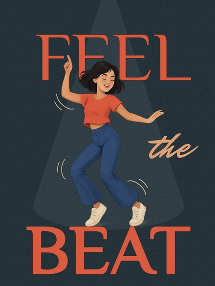 A person dancing joyfully under a spotlight