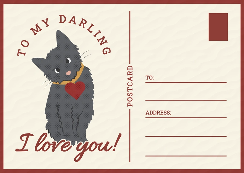 Love message with cat illustration