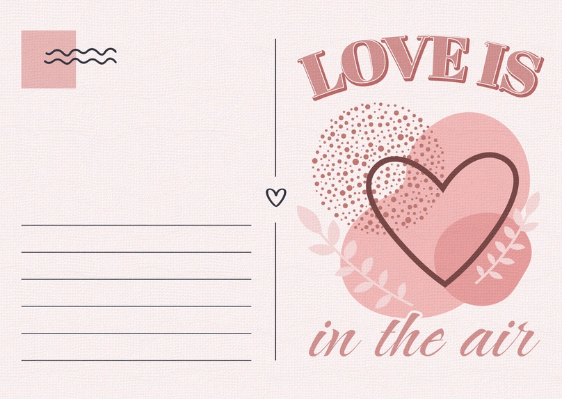Love-themed postcard design