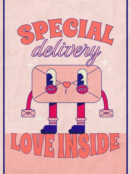 Envelope character with love theme