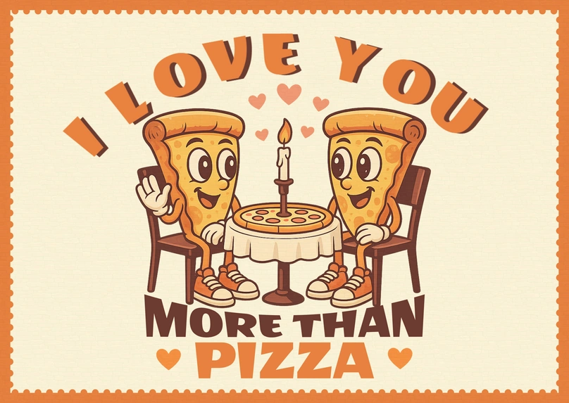 Pizza-themed Love Card