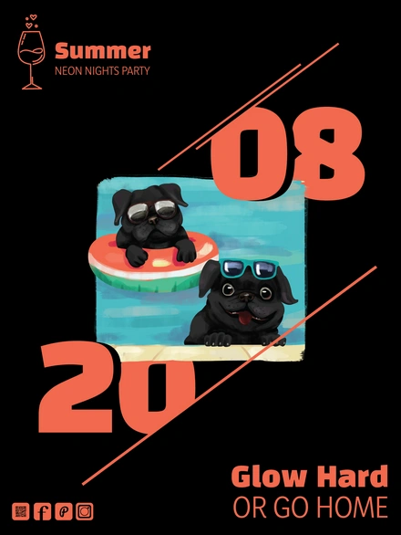 Neon-themed summer party with playful dogs