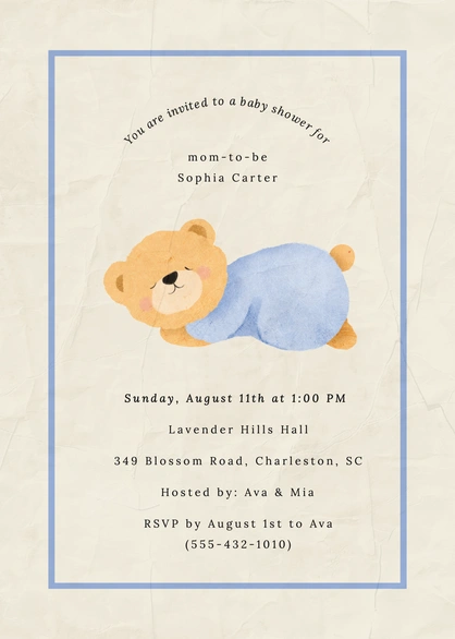 Baby Shower Invitation for Sophia Carter