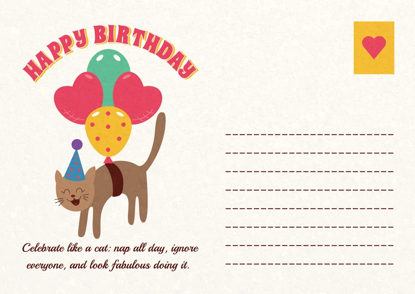 Cat with Balloons Birthday