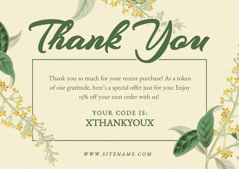 Thank You Card with Discount