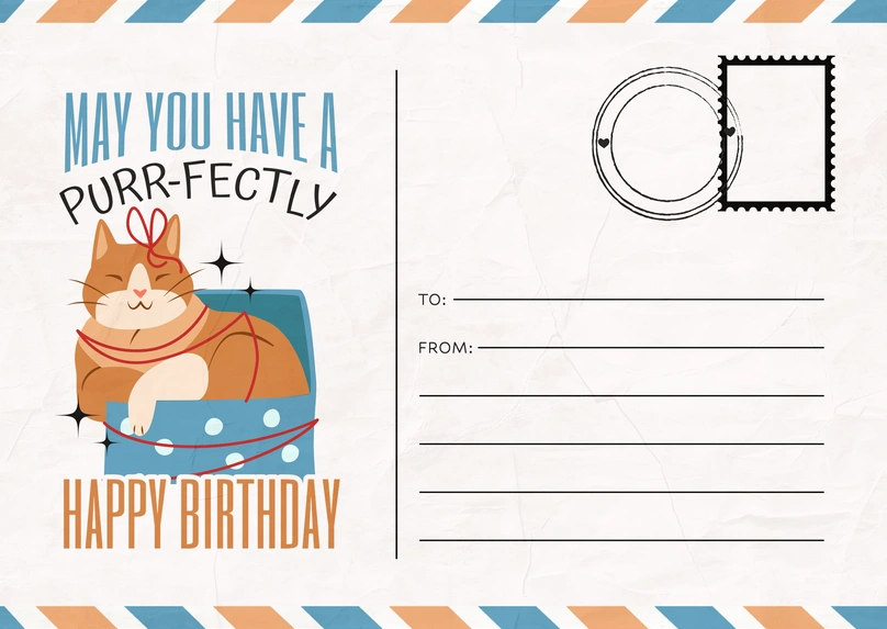Cute cat birthday greeting card