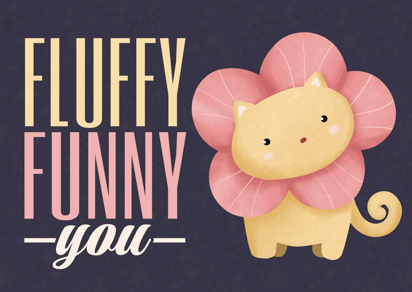 A cute illustration of a cartoon-like cat with a flower mane