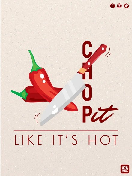 Chili peppers with knife