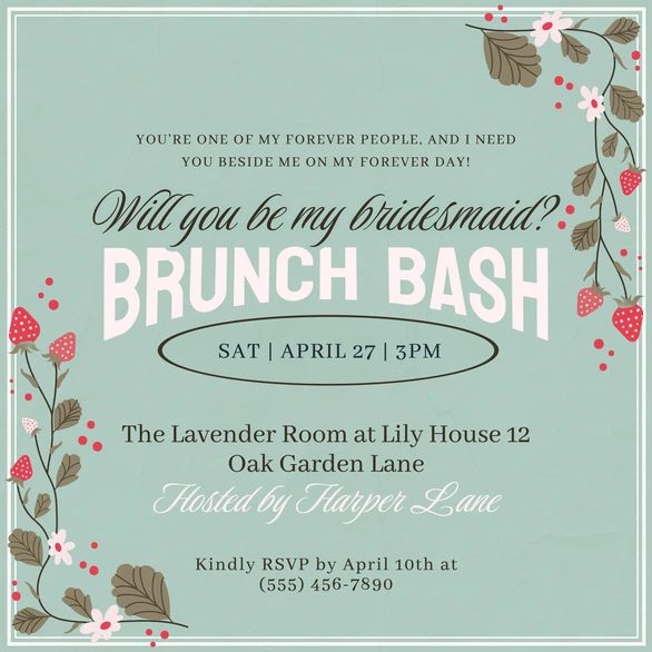 Invitation to a bridesmaid brunch