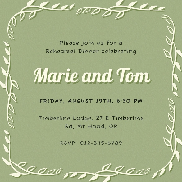 Rehearsal Dinner for Marie and Tom