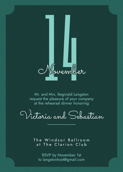 Invitation for a rehearsal dinner