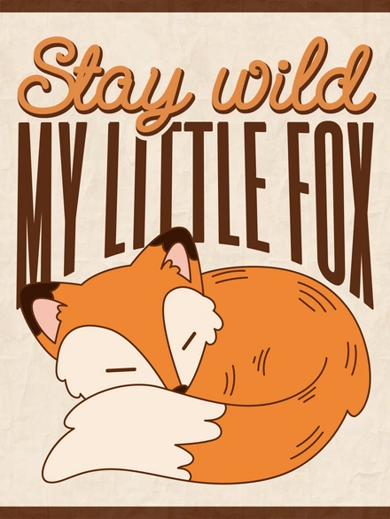 A cute cartoon fox with text