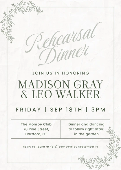 Wedding Rehearsal Dinner