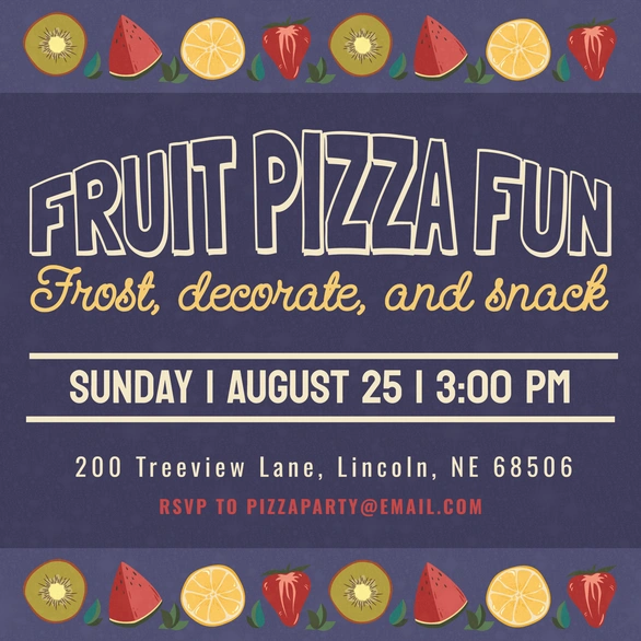 Fruit Pizza Event Invitation