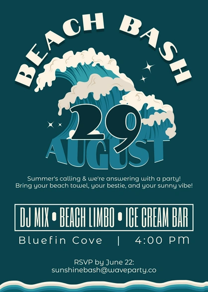 Summer beach party invitation
