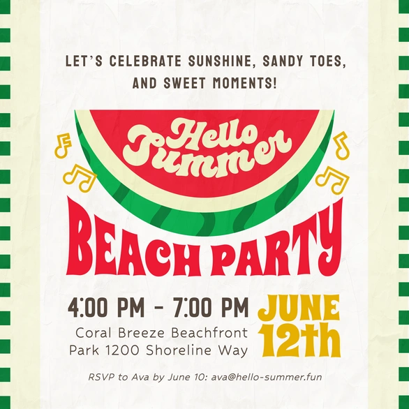 Summer beach party invitation
