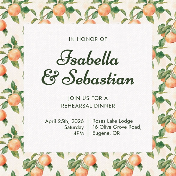 Invitation for a rehearsal dinner