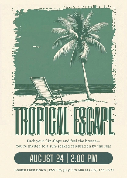Invitation for a tropical beach event