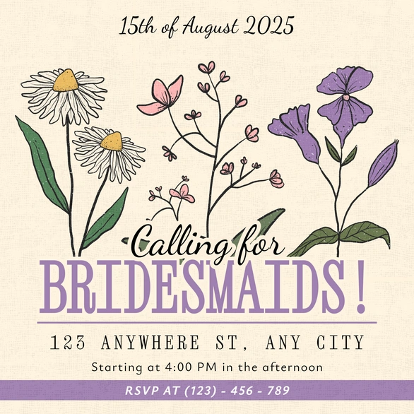 Invitation to bridal party