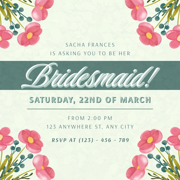 Be My Bridesmaid Invitation