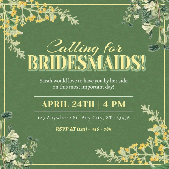 Invitation to be a bridesmaid