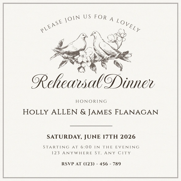 Rehearsal Dinner for Holly Allen and James Flanagan