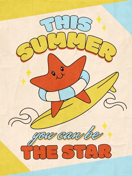 A cute star surfing