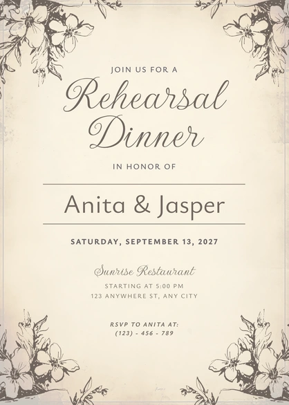 Invitation for Rehearsal Dinner