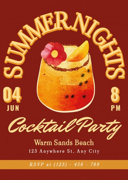 Summer Nights Cocktail Party Invitation