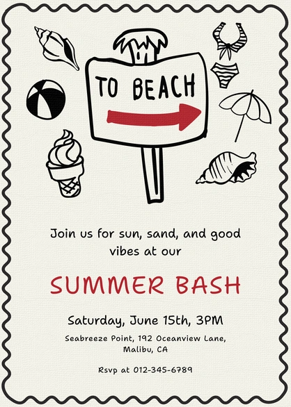 Beach Party Invitation