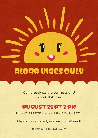 Tropical-themed party invitation